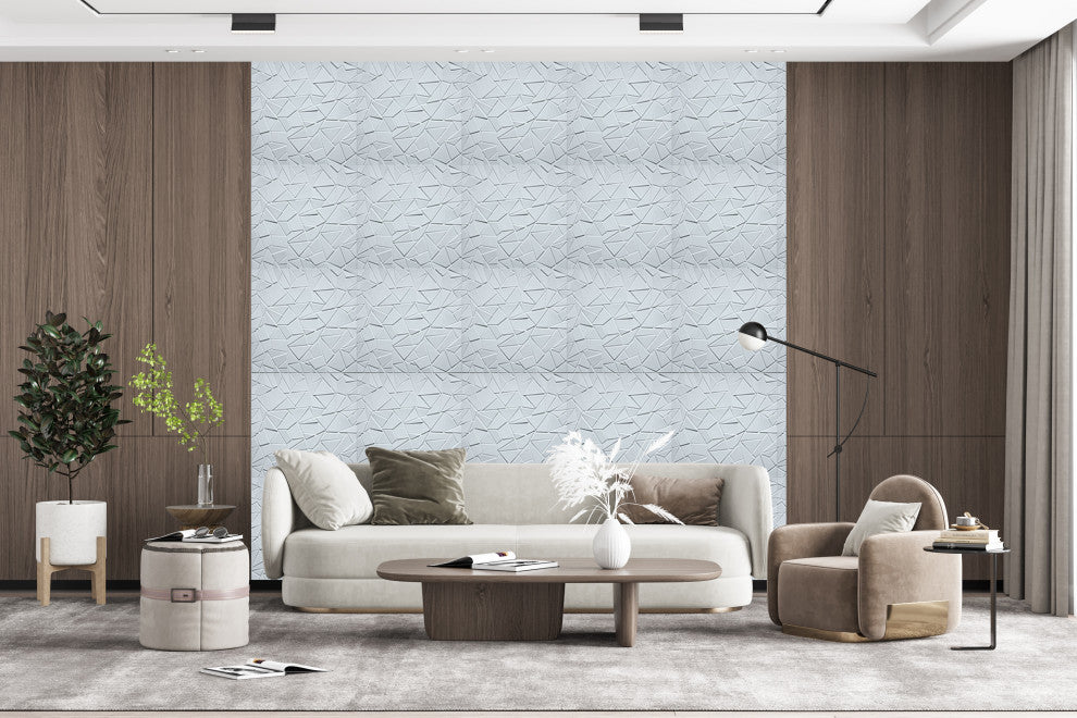 White Broken Tile 3D Wall Panels, Set of 10, Covers 26.9 Sq Ft