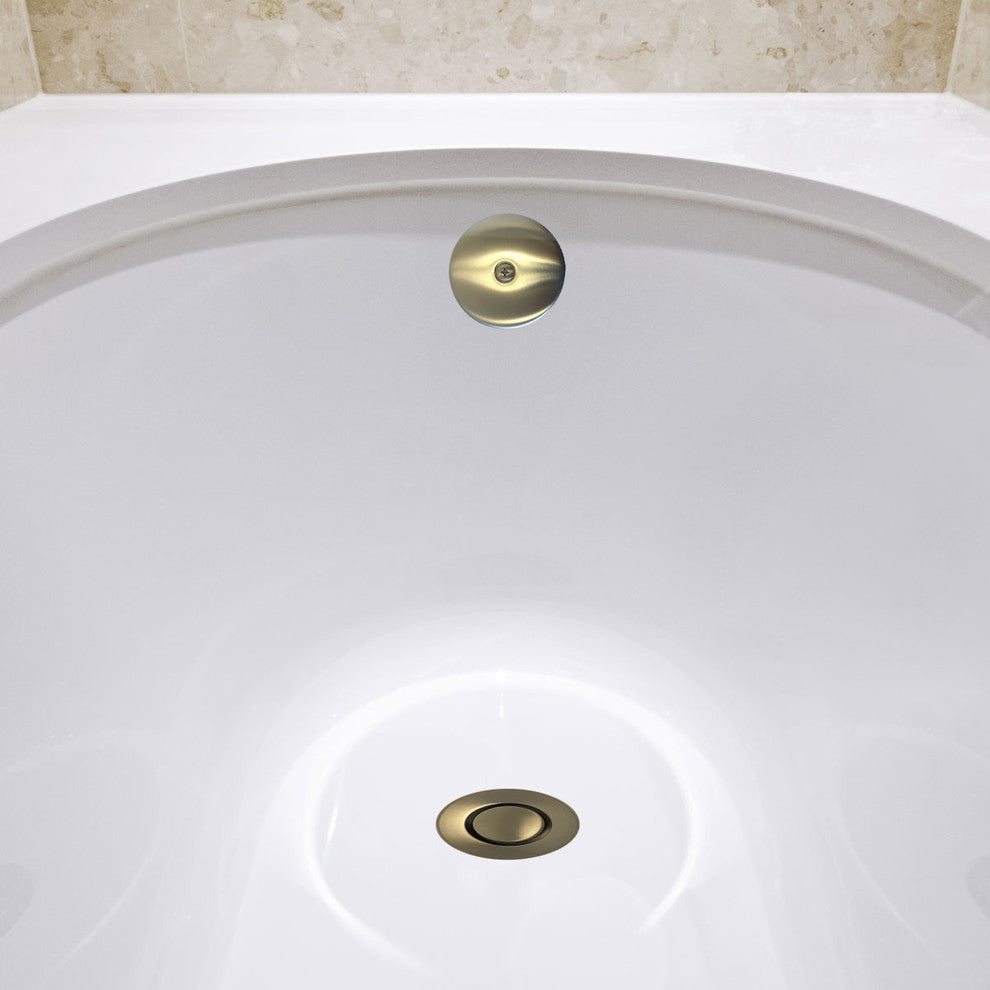 Patented Pop Down Bathtub Drain, Brushed Nickel