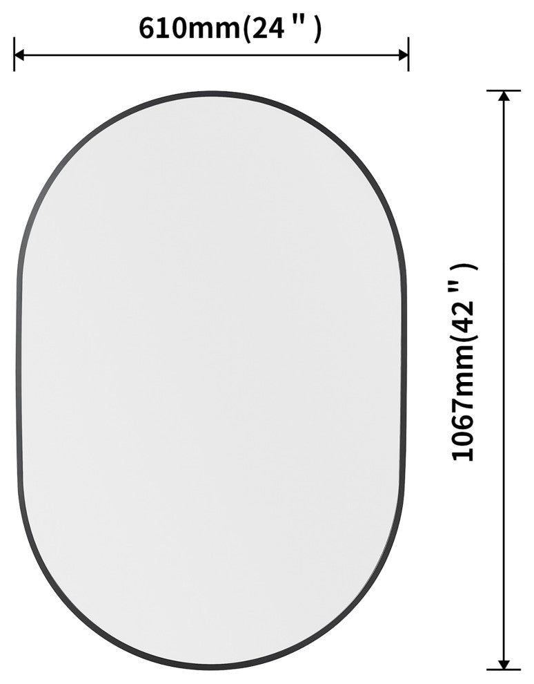 24" x 42" Oval Framed Wall Mounted Bathroom Vanity Mirror