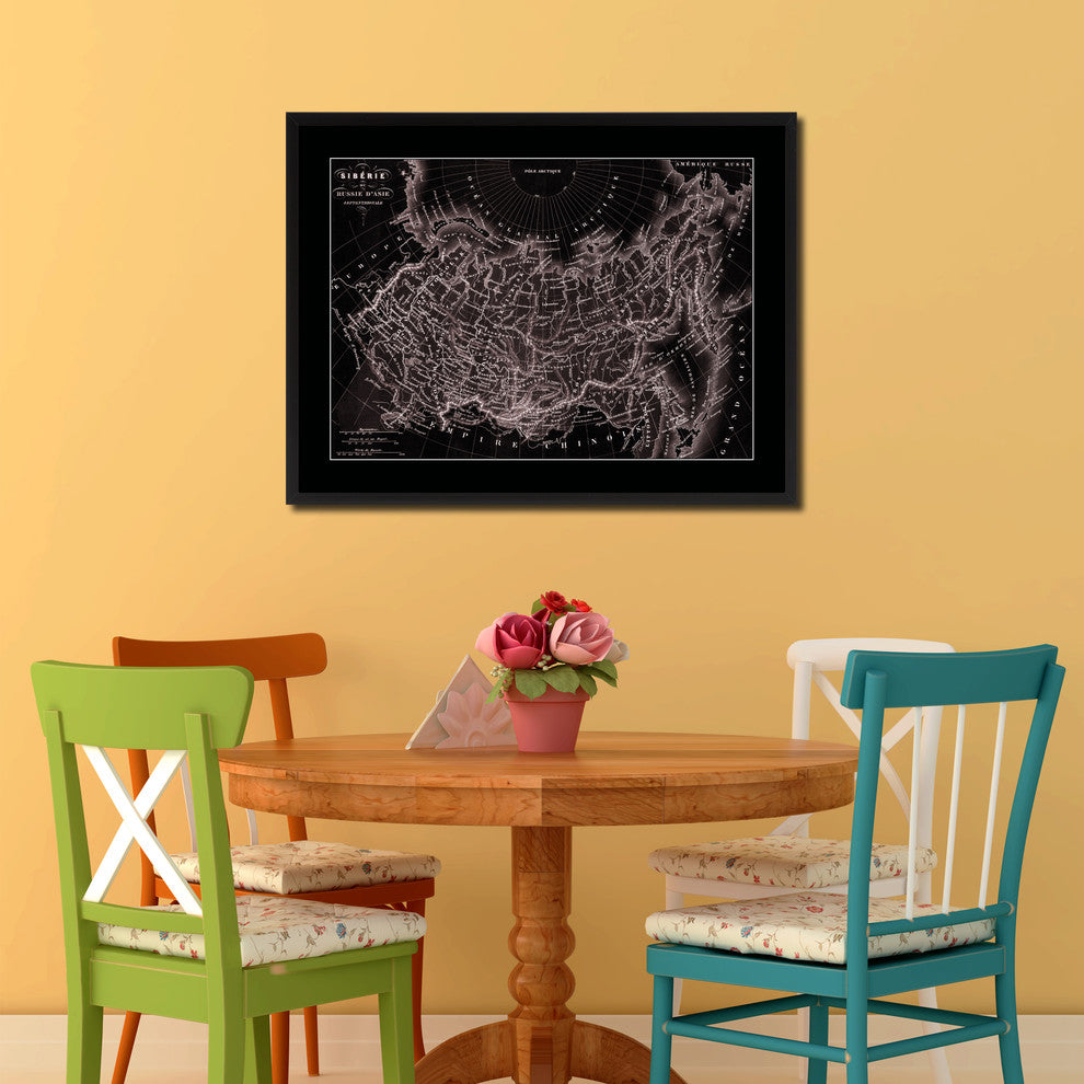 Siberia Russia Vintage Vivid Sepia Map Canvas, 16"x21"