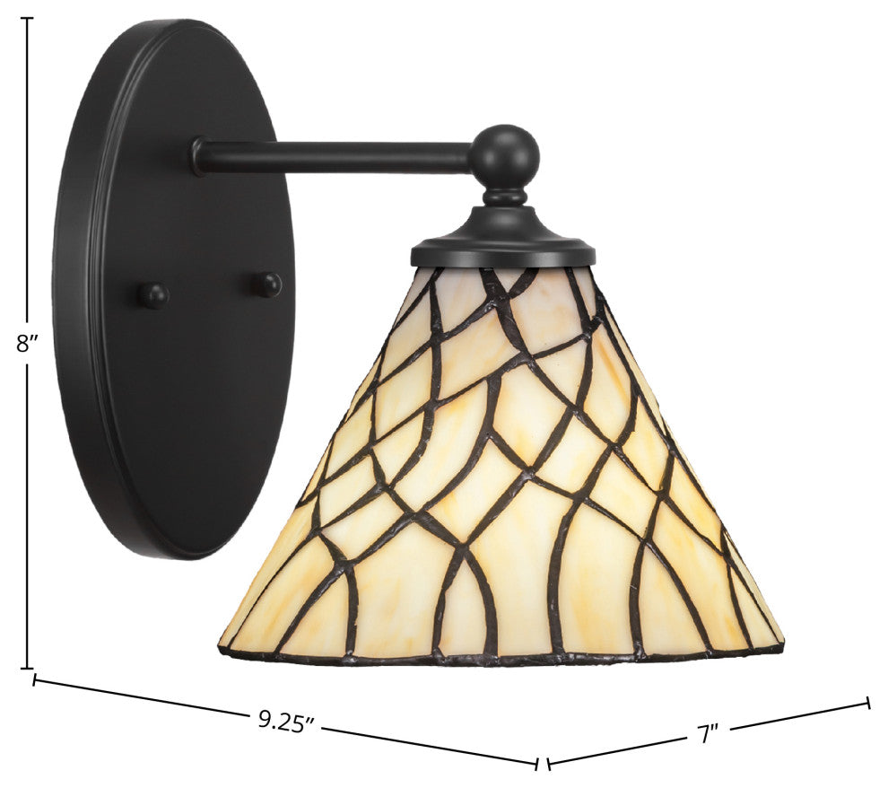 Capri 1-Light Wall Sconce, Matte Black/Sandhill Art