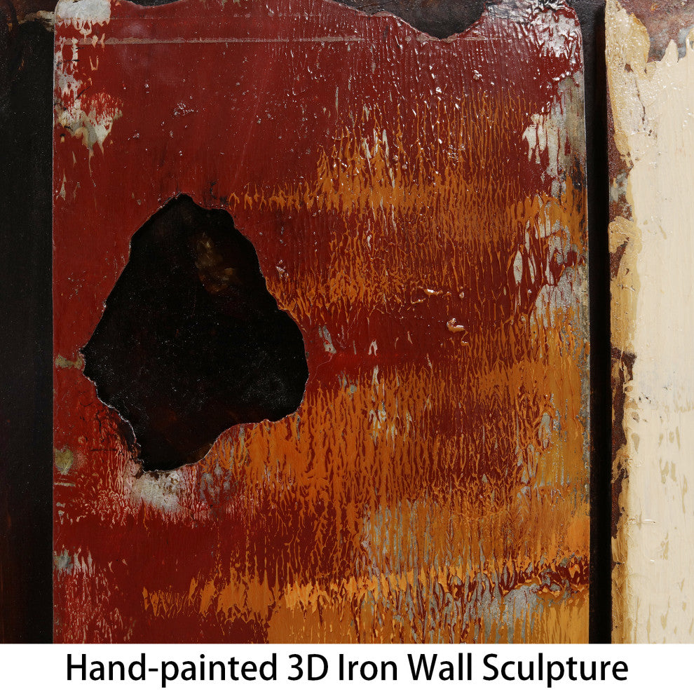 "Rustic Flow 1" Primo Mixed Media Hand Painted 3D Wall Sculpture Metal Wall Art