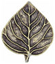 Single Aspen Leaf Cabinet Knob, Antique Brass