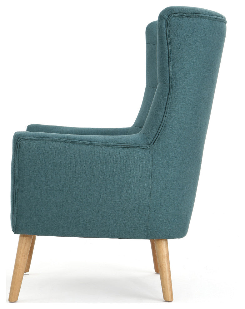 GDF Studio Temescal Mid Century Modern Dark Teal Fabric Club Chair, Dark Teal