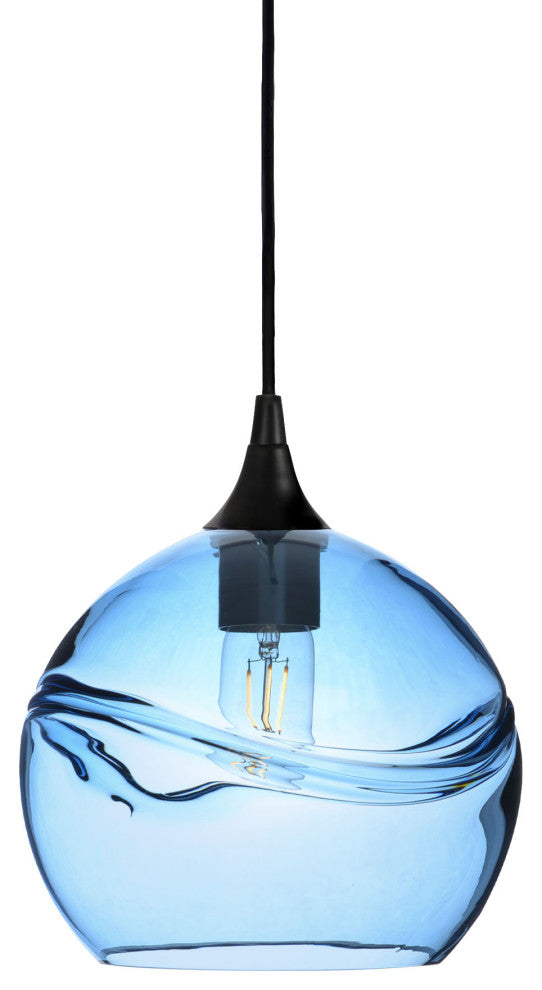 Single Pendant Light, Steel Blue, Matte Black, 4 Watt