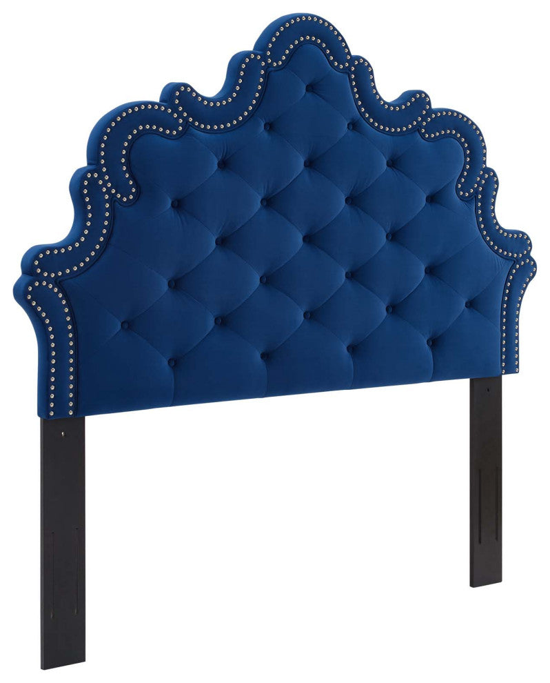 Arabella Button-Tufted Performance Velvet King/California King Headboard, Navy