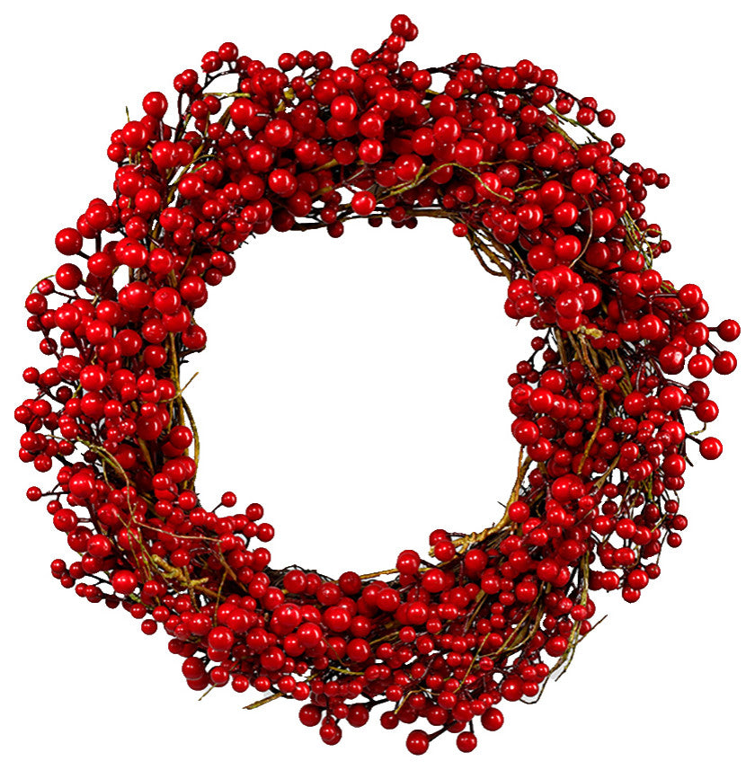 Serene Spaces Living Red Berries Wreath, Use for Valentines Day, 20" Diameter