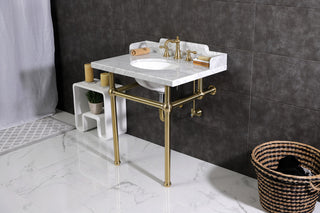 Kingston Brass LMS3030MB7 30" Carrara Marble Console Sink, Legs