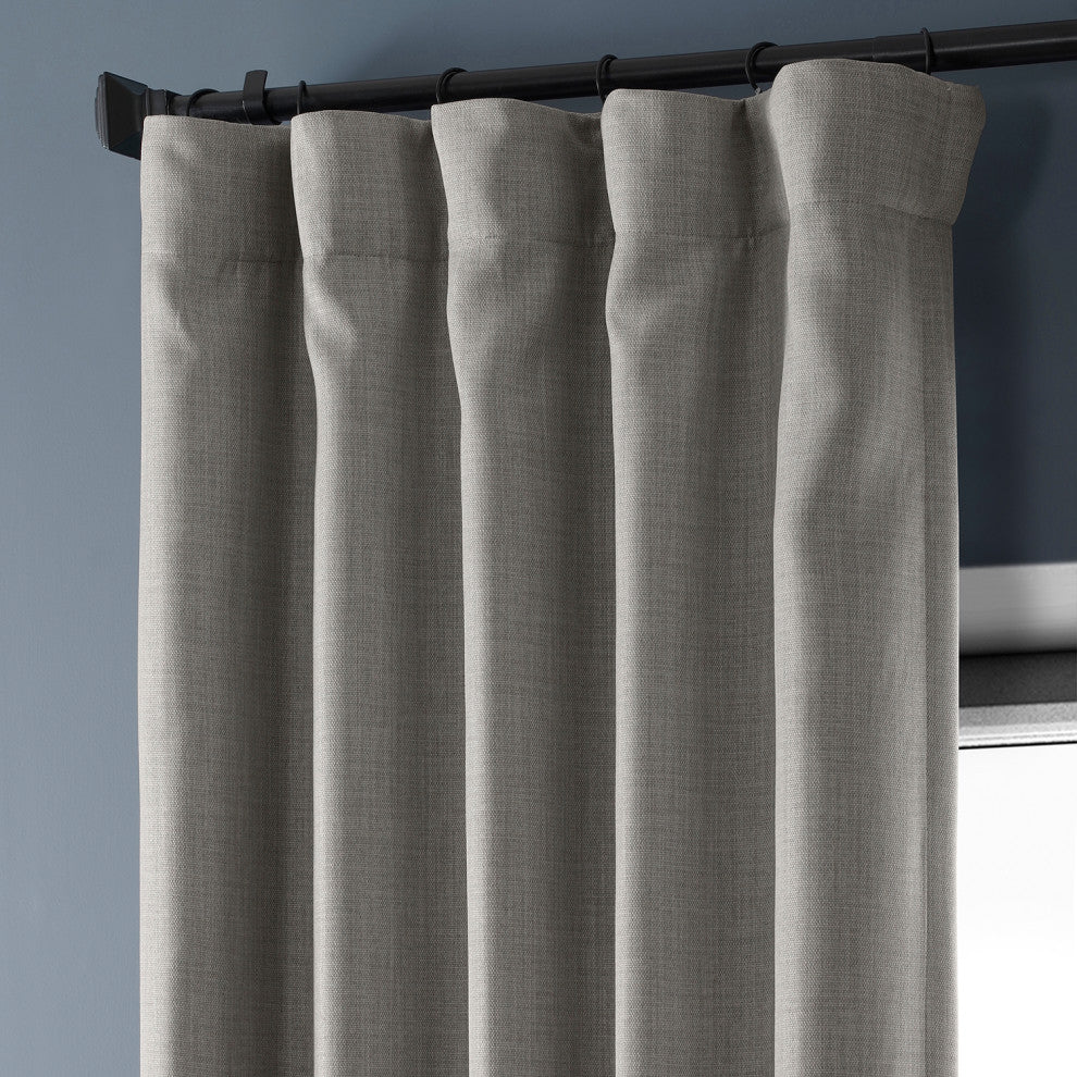 Faux Linen Darkening Curtain Single Panel, Clay, 50"x120"