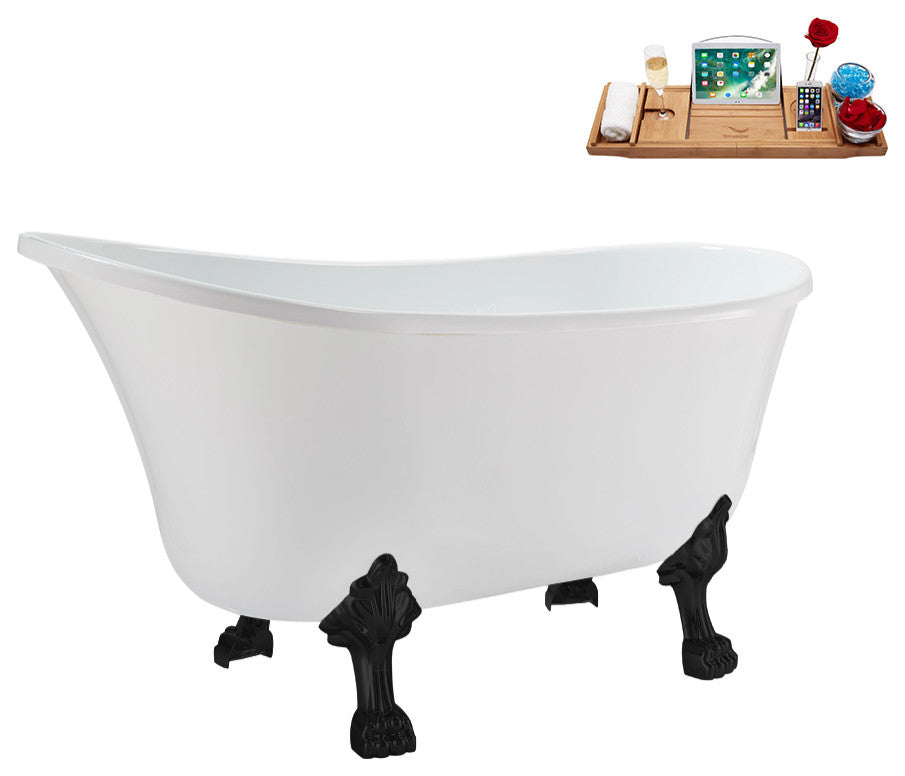 51'' Streamline N373BL-IN-BNK Soaking Clawfoot Tub and Tray With Internal Drain