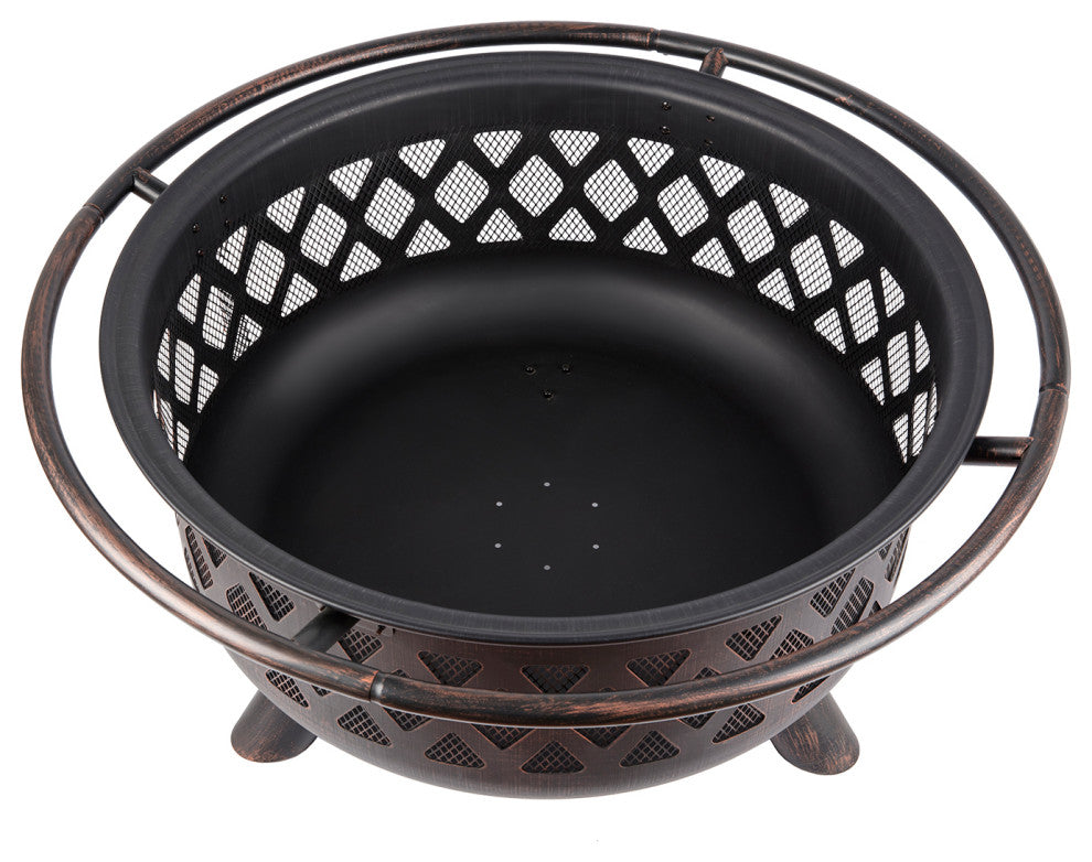 28'' H x 36'' W Iron Wood Burning Outdoor Fire Pit