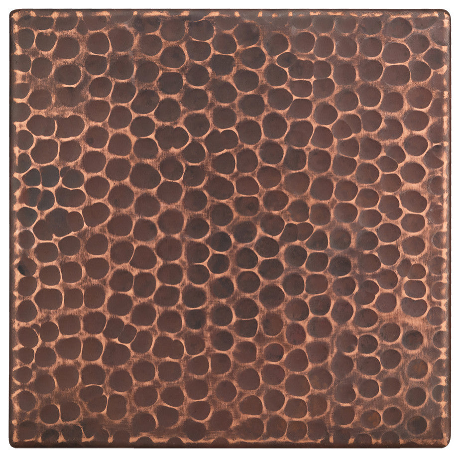 Hammered Copper Tile, 6"x6", Set of 4