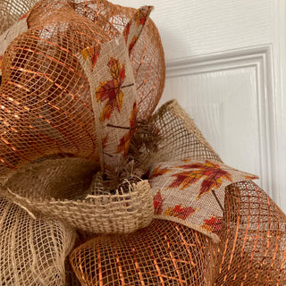 Cascading Fall Leaves Deco Mesh Wreath