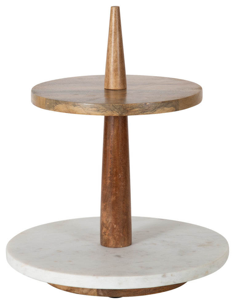 Praxis Wood Tiered Tray, Natural, 12x12x15