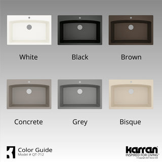 Karran Drop-In Quartz Composite 33" 1-Hole Single Bowl Kitchen Sink Kit, Bisque