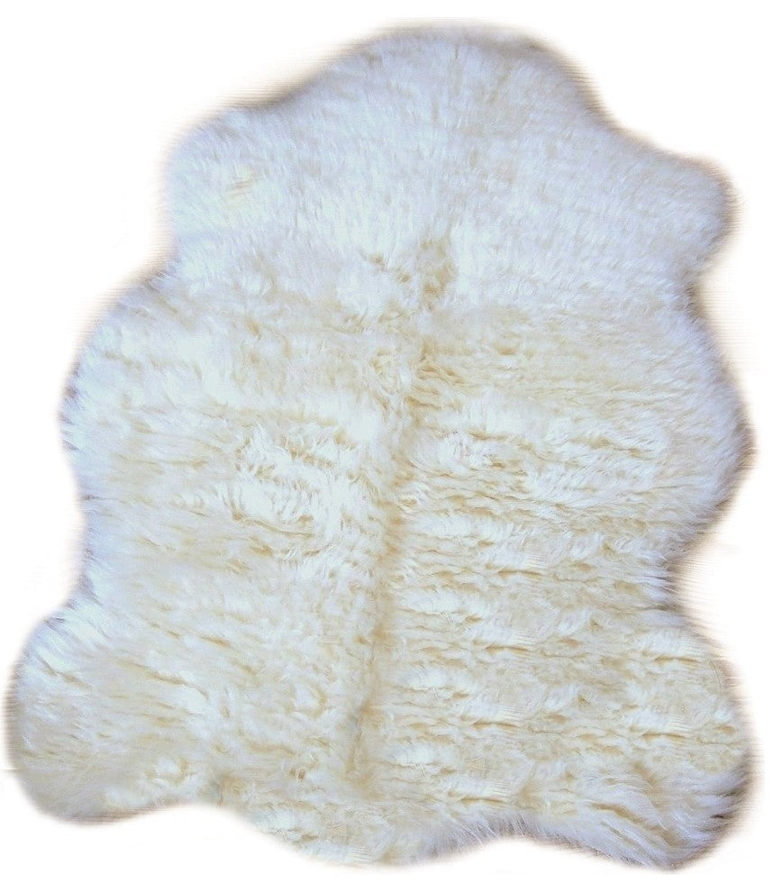 Premium Faux Fur Sheepskin Accent Rug, Off White, 5'x8'