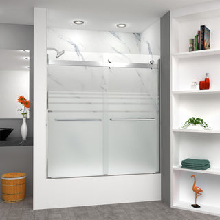 Transolid Brianna 60" W x 62" H Frameless Sliding Shower Door, Polished Chrome