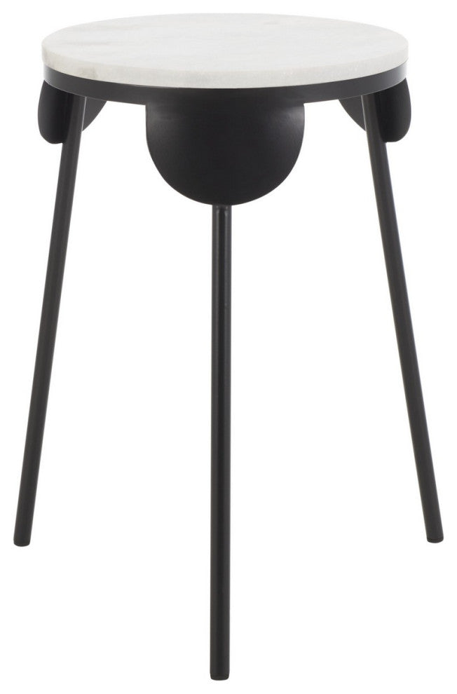 Safavieh Everbrooke Round Accent Table, White Marble/Black