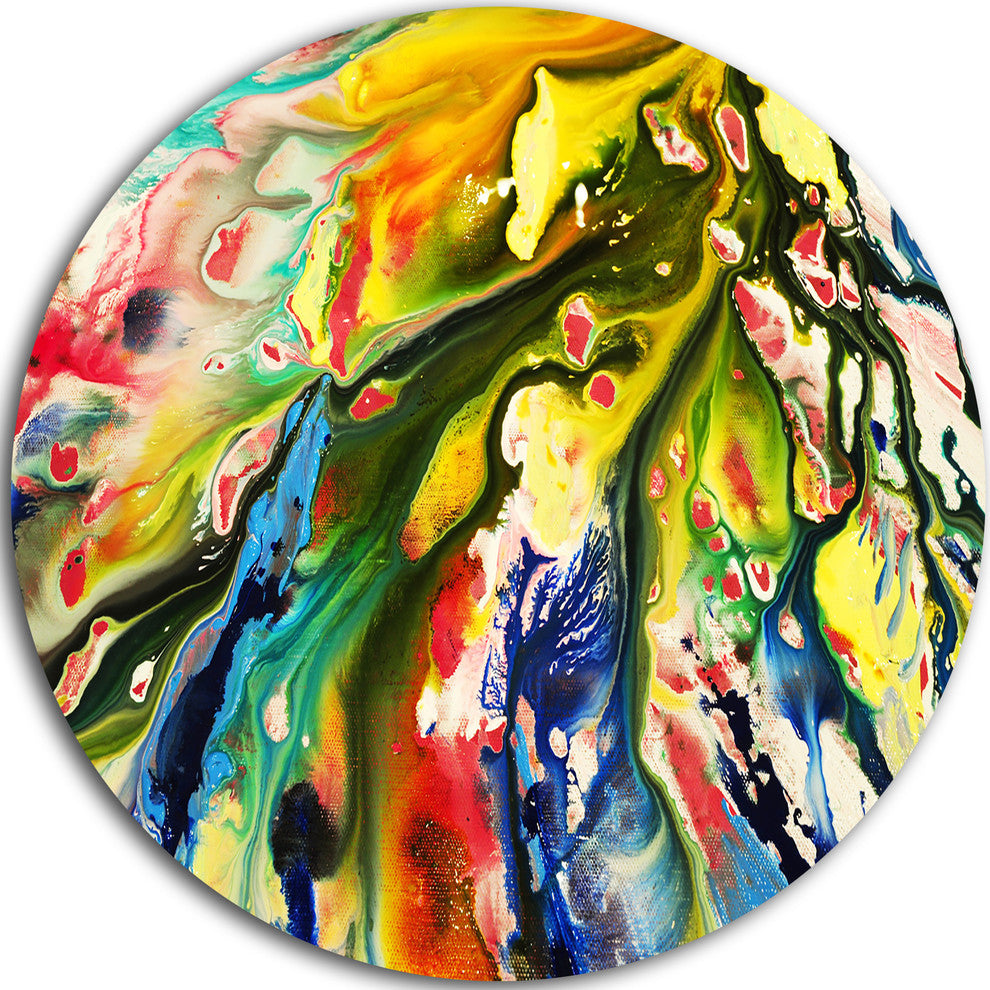Mixed Oil Color Texture, Abstract Disc Metal Wall Art, 11"