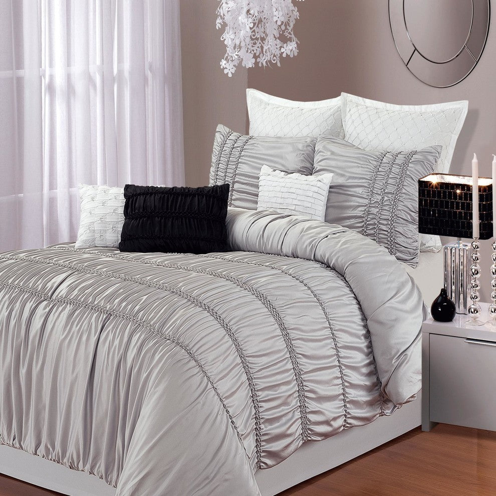 Romantica Silver King 9-Piece Comforter Bed In A Bag Set