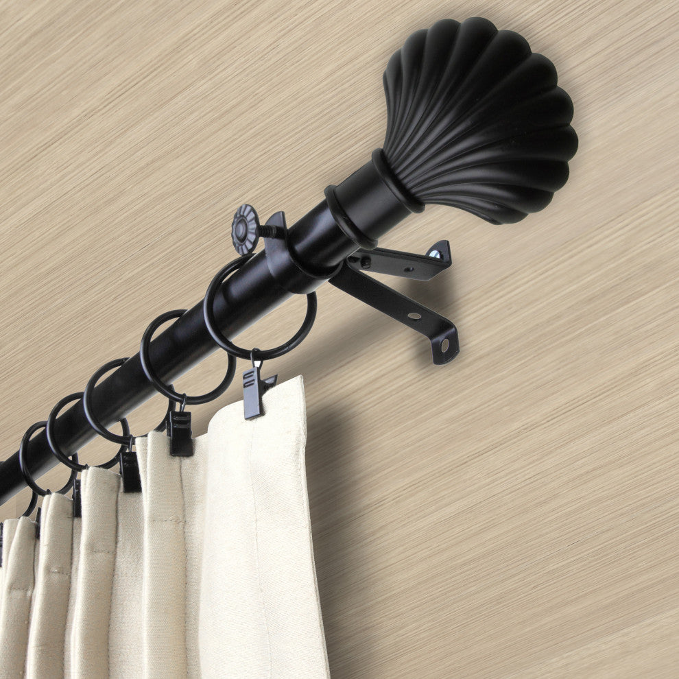 Indie 13/16" Diameter Curtain Rod, Black, 18-28"