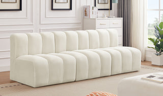 Arc Velvet Upholstered 3-Pc. Modular Sofa, Cream