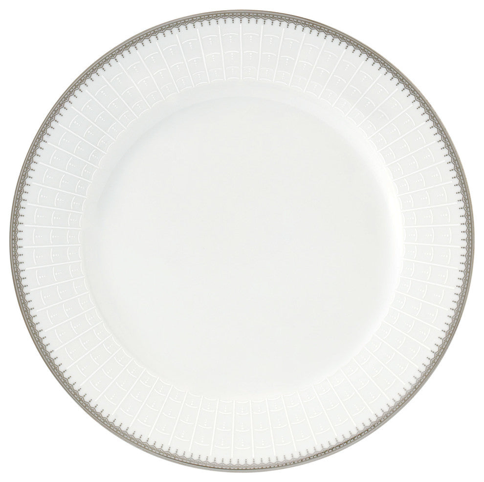 57 Piece Silver Border Porcelain Dinnerware Set-Service for 8-Alyssa