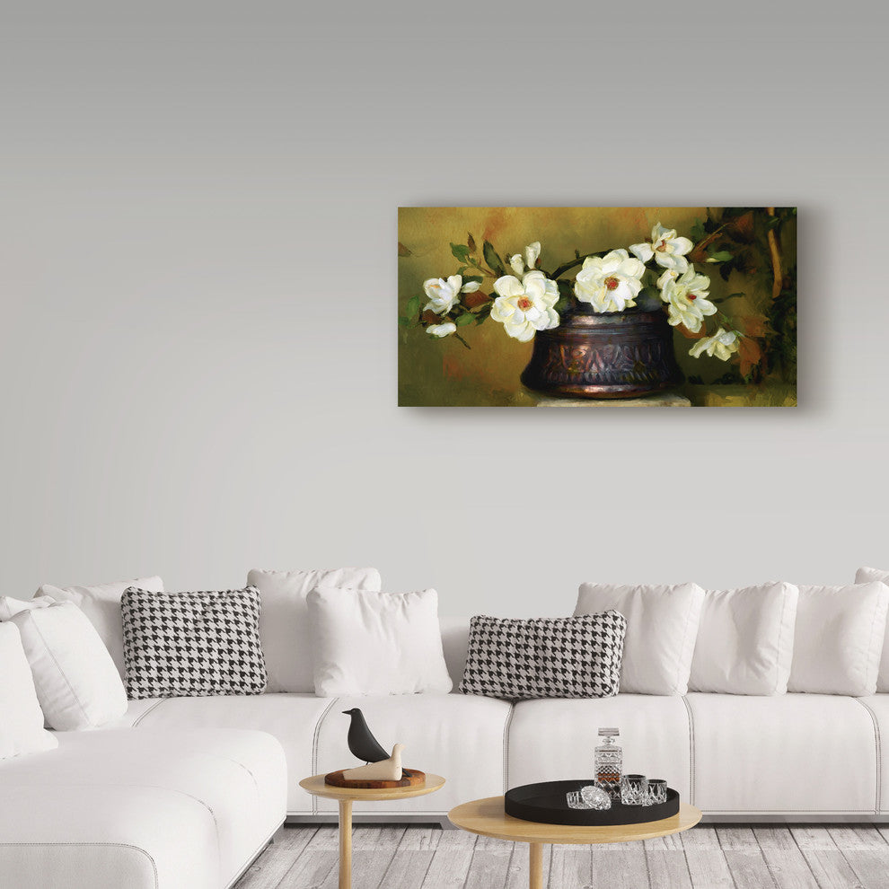 Sharon Forbes 'Magnolias' Canvas Art, 24"x12"
