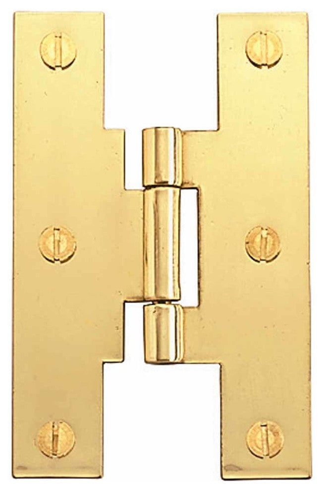 Flush Bright Solid Brass H Hinge Flush Brass 3"