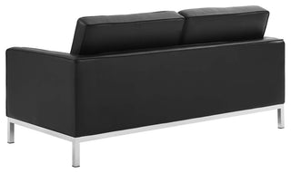 Loft Tufted Upholstered Faux Leather Loveseat Silver Black