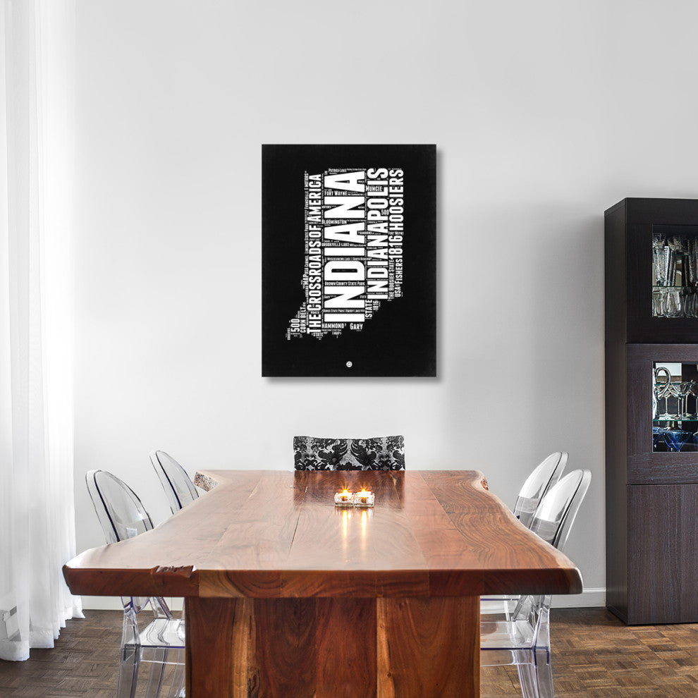 "Indiana Black and White Map" Fine Art Print