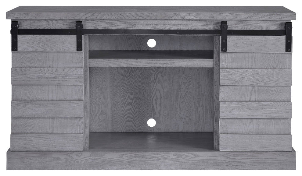 Amrita TV Stand WithFireplace, Gray Oak