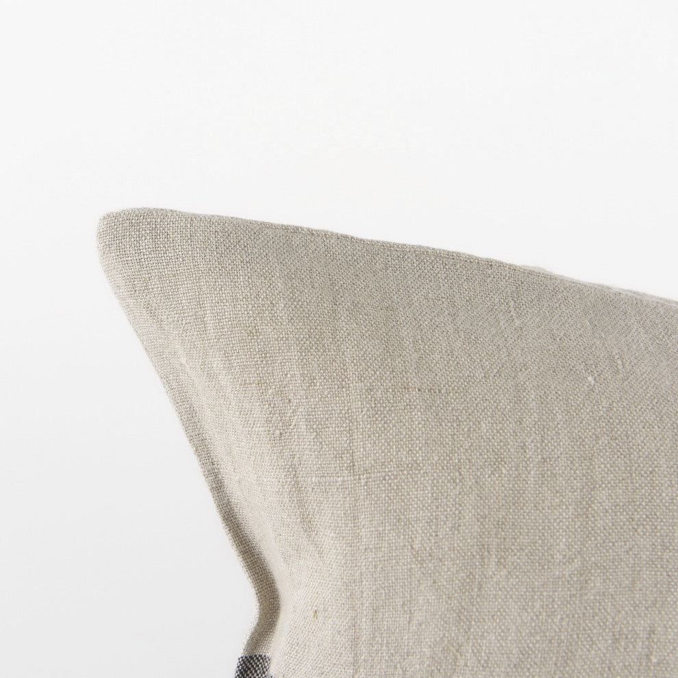 Beige and Black Plaid Pattern Lumbar Throw Pillow Cover