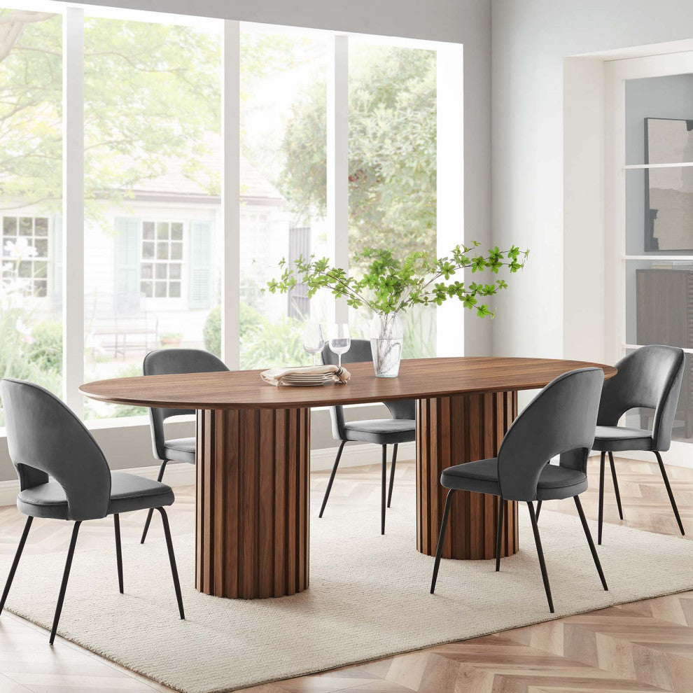 Senja 95" Oval Dining Table, Walnut