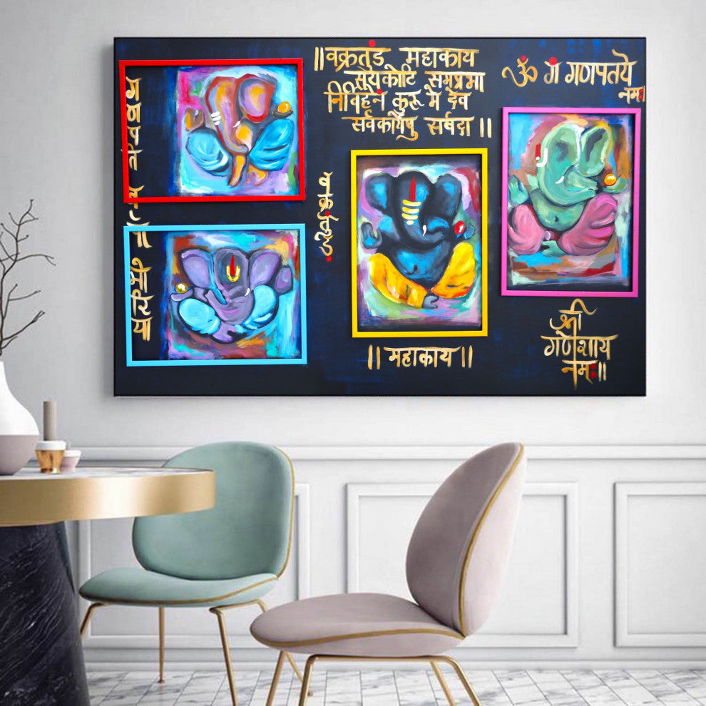 Abstract GANESHA Texture Painting, spiritual abstract expressionism figurative