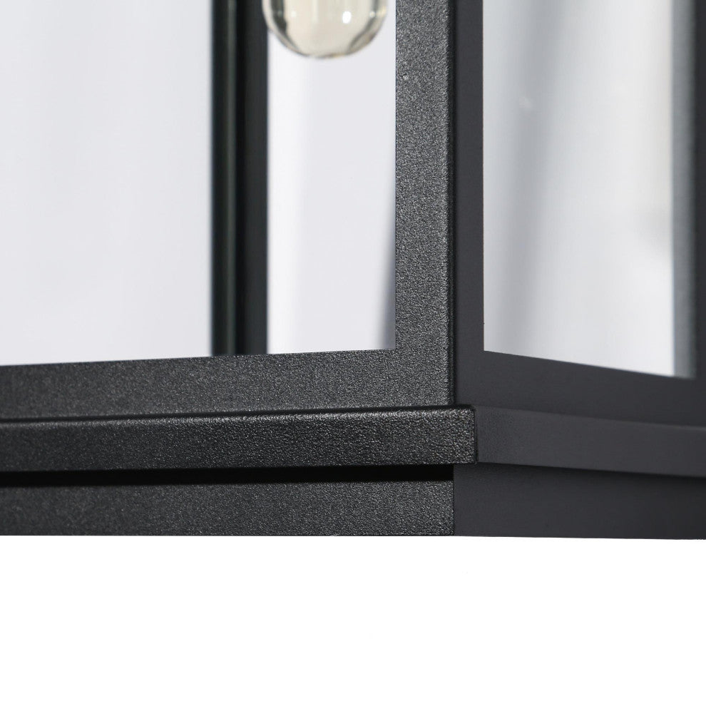 LNC 1-Light Matte Black Transitional Outdoor Wall Sconce, 15"h