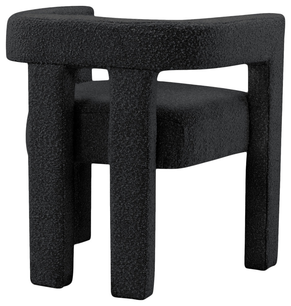 Athena Boucle Fabric Upholstered Accent / Dining Chair, Black