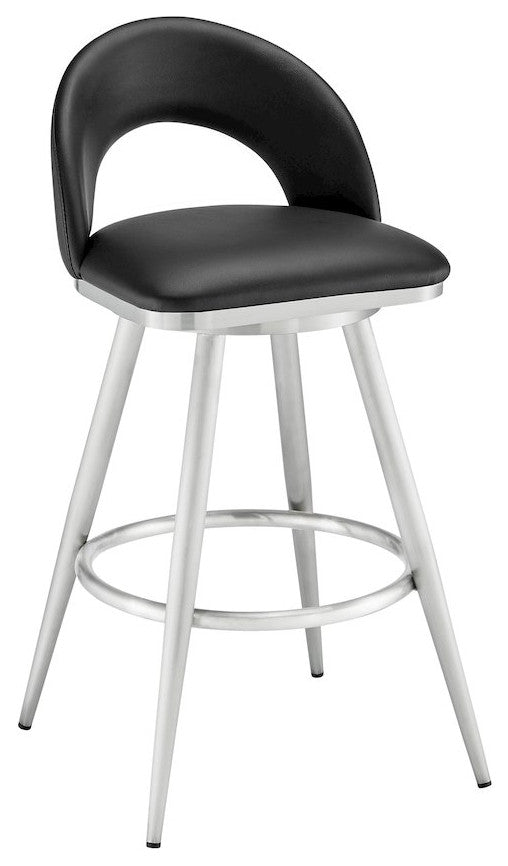 Charlotte Swivel Counter or Bar Stool in Faux Leather and Metal