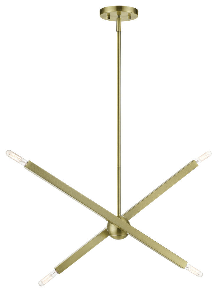 Livex Lighting Monaco 4-Light Antique Brass Linear Chandelier