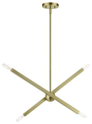 Livex Lighting Monaco 4-Light Antique Brass Linear Chandelier