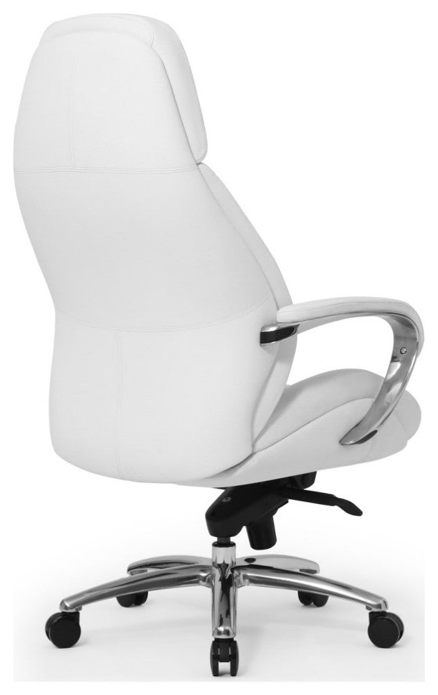 Gates Fully Reclining Adjustable Executive Chair Soft Top Grain Leather, White