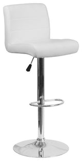 Bowery Hill Faux Leather Adjustable Bar Stool in White