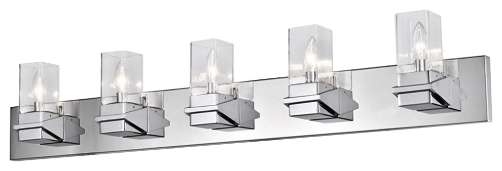 Veronica Contemporary 5 Light Polished Chrome Clear Metal Vanity