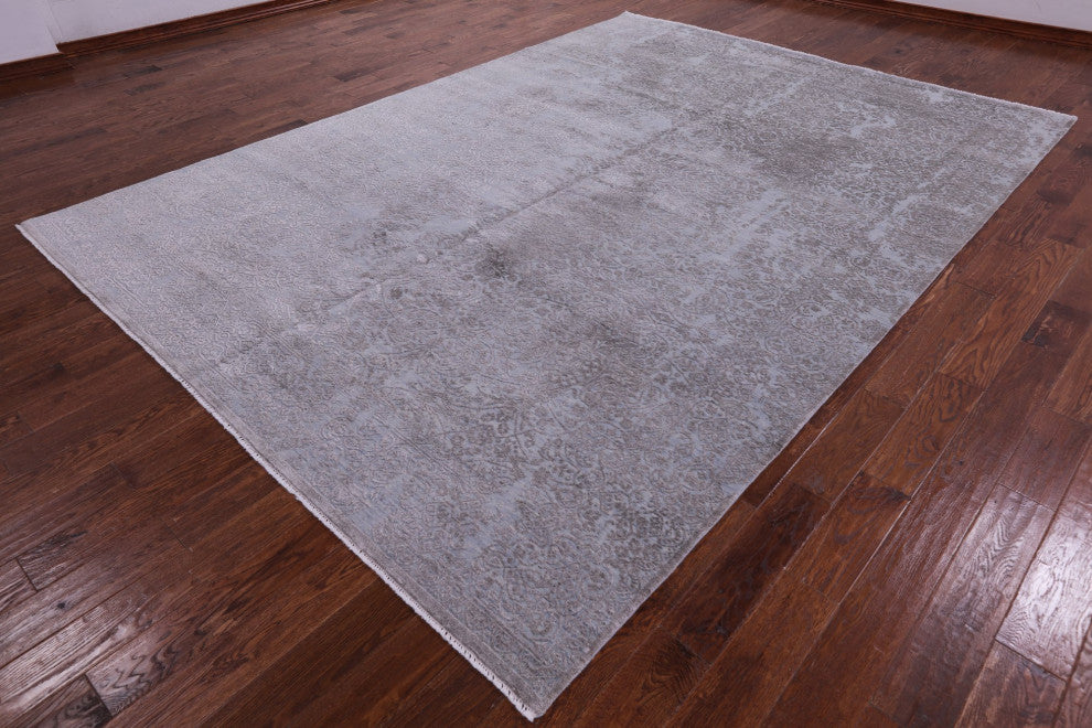 Wool and Silk Hand Knotted Modern Rug 8' 9" X 12' 2" Q9452