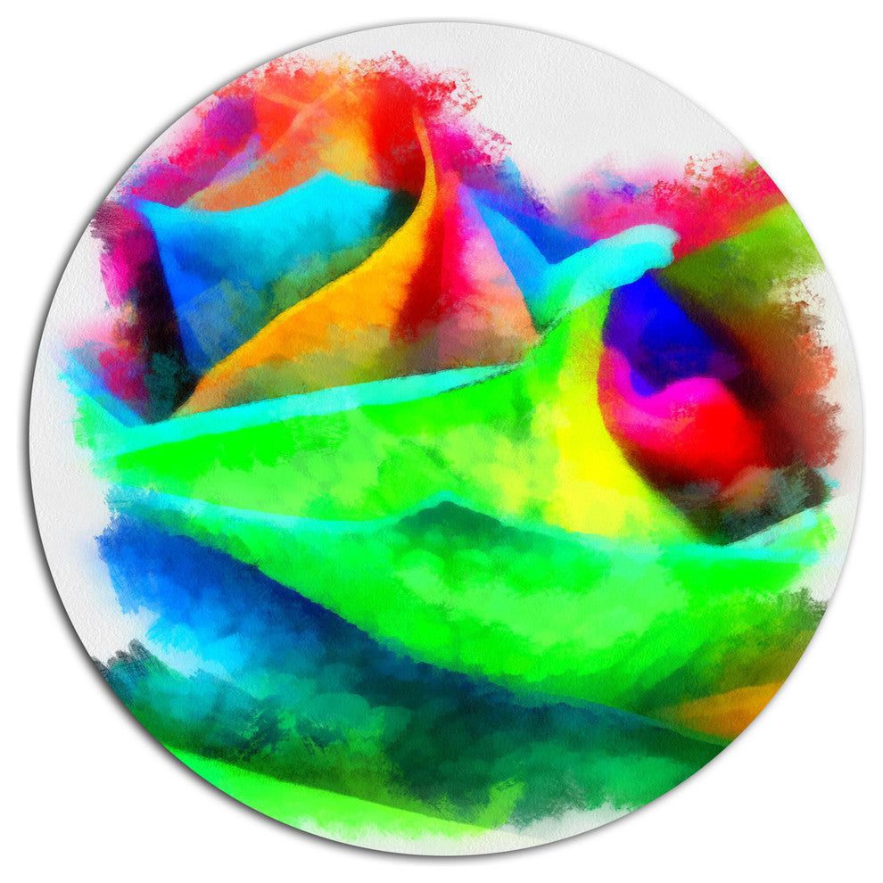 Colorful Rose Watercolor, Floral Round Wall Art, 11"