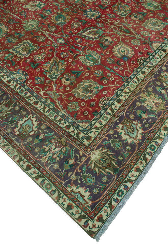 Fine Vintage Distressed Una Red/Navy Rug, 9'5x12'4