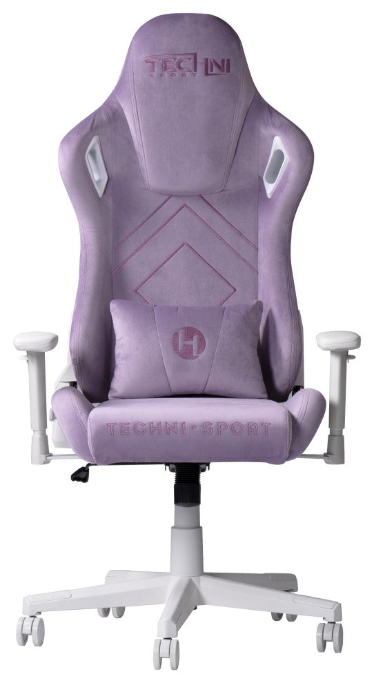 Techni Sport TSF45C Velvet Memory Foam Gaming Chair "“ White, Purple