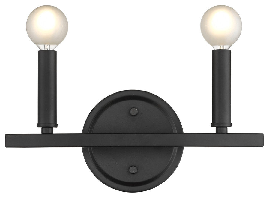 Two Light Matte Black Wall Sconce