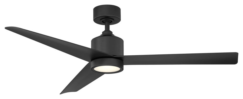 Lotus 3-Blade Smart Ceiling Fan 54in Matte Black, 3000K LED Kit