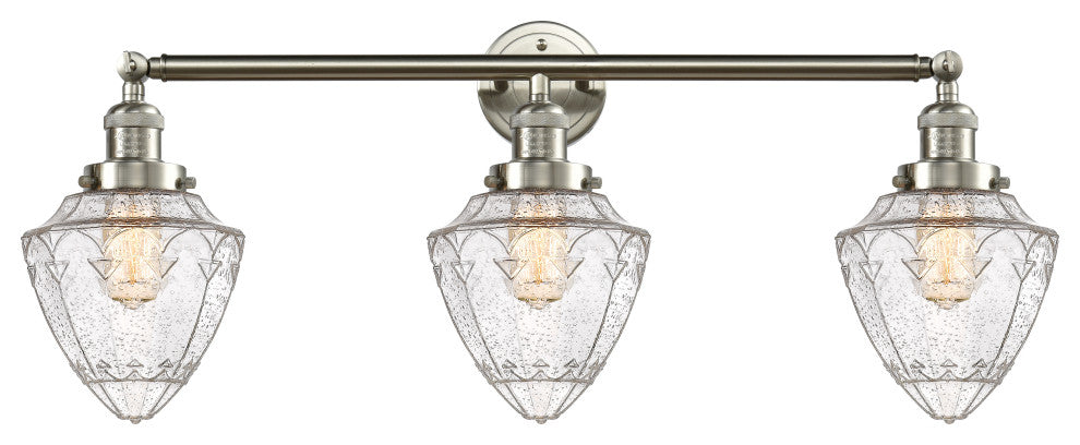 Innovations 205-SN-G664-7-LED 3 Light Bath Vanity Light, Brushed Satin Nickel
